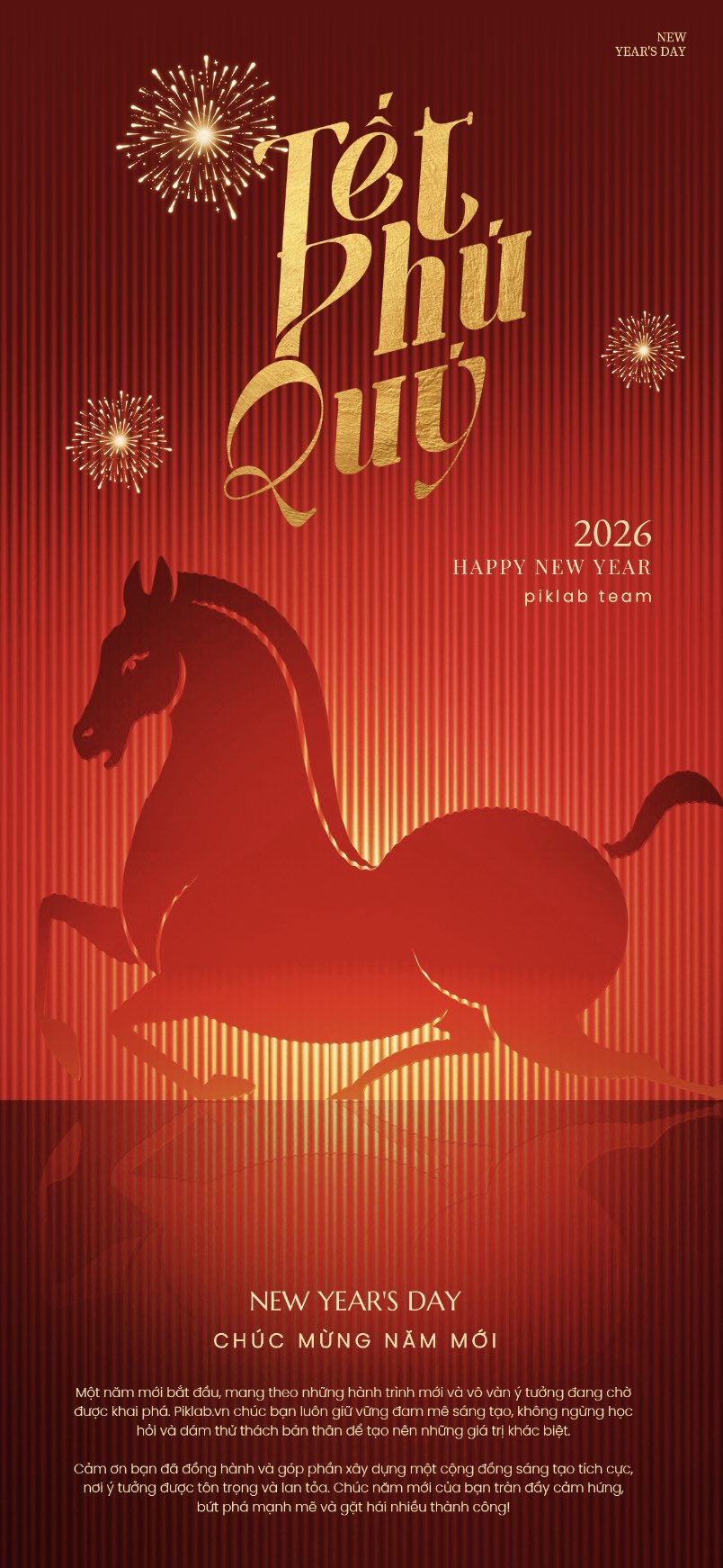 Happy New Year 2026, Year of the Horse - Lunar New Year Banner 2026. Banner chúc tết phú quý, tết bính ngọ 2026